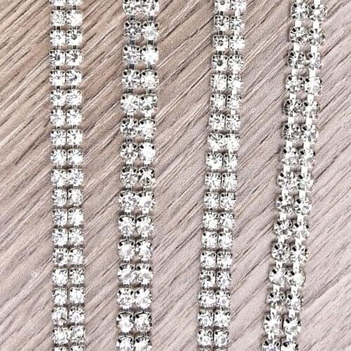 Promotion 2 rows spaceless ss16 ss12rhinestone cup chain,4mm fancy wedding rhinestone decoration,DIY accessories