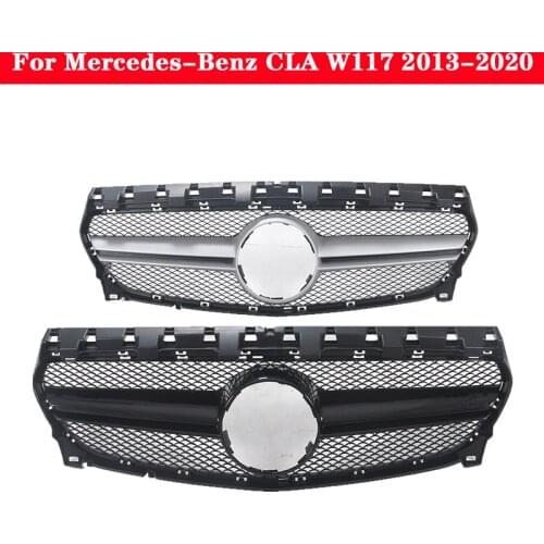 For Mercedes-Benz CLA W117 2013-2020 AMG Car styling Middle grille Silver Black front bumper Auto Center Grille refit to CLA 45