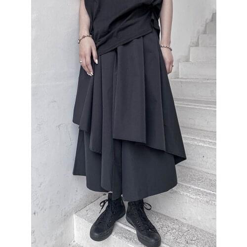 Large dark high waist skirt womens new loose and irregular temperament A-shaped skirt in summer 2021