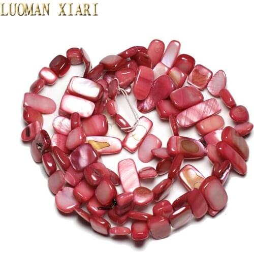 Natural Shell Side Hole Beads For Jewelry Making Wholesale 9-16 mm Irregular Dyed Deep Pink Strand 34 '' DIY Necklace Bracelet