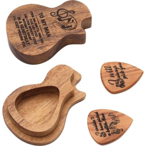Guitar Pick Holder 1pc Customized Wooden Plectrum Guitar Case Personalized Mediator Storage Box Bass Pack Jazz gift Dropshipping