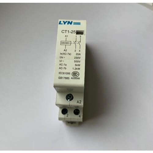 CT1 2P 16A 20A 25A 220V/230V 50/60HZ Din rail Household ac Modular contactor 2NO 2NC or 1NO 1NC LYN