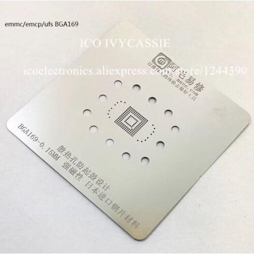 For BGA169 emmc emcp ufs BGA Stencil Anti Drum-up BGA Direct Heating Template 0.15mm Thickness