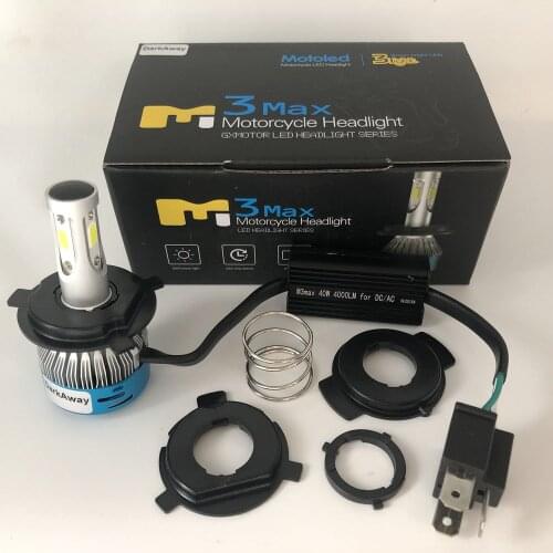 DarkAway AC DC H4 LED Motorcycle Headlight Bike HS1 PH7 PH8 BA20D H6 H4 LED Bulb Lamp 360 Degrees Beam IP67 White 40W 4000Lm
