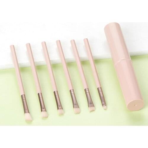6 Pcs Shadow Makeup Brushes In Tube Set Eye Shadow Brush / Eyebrow Brush / Lip Brush / Nose Shadow Brush / Portable Compact Tool