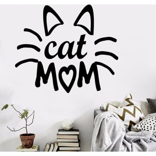 Cat mom decal/Fur Mom Decal Cat Vinyl Sticker Animals Decal Wall Decal Stickers Mural Vinyl Removable FB-89
