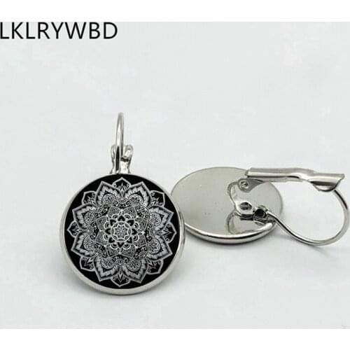 Fashion Vintage Dark Flower Pattern Earrings Bronze Silver Earrings Crystal Earrings Pop Girls Earrings Jewelry Gifts