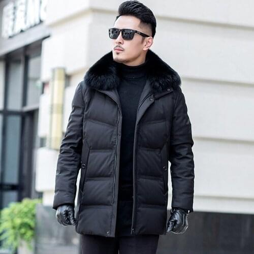 Hooded Duck Down Coat Winter Coat Men Fox Fur Collar Puffer Jacket Men Korean Warm Parka Doudoune Homme 5012 YY1308