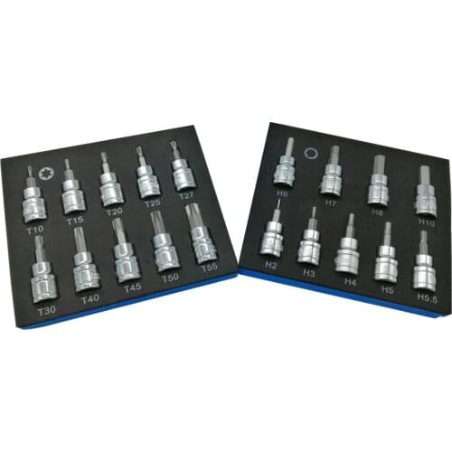 Julydream 3/8 " Drive Socket Hex Allen and Torx Star Key Bit Set Bit Socket Set CR-V H2-H10 and T10-T55 Bit Socket Wrench Tool