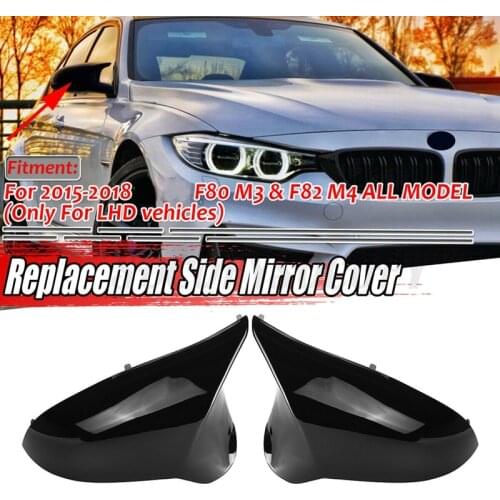 NEW-2PCS M3 M4 Car Rear View Side Door Mirror Cover Caps Replacement for -BMW M3 M4 F80 F82 2015-2018 Left Hand Driver