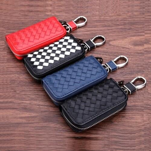 New Car-Styling Genuine Leather Key Covers Sheepskin Key Case for Car Hand Knitting Genuine Leather Key Bag
