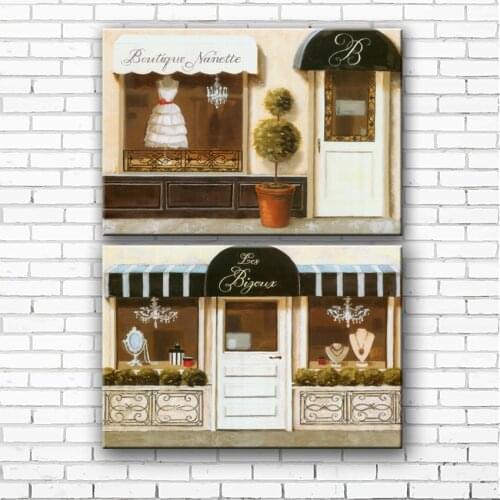 Pastoral dress store house landscape canvas printings oil painting printed on canvas home room wall art decoration picture