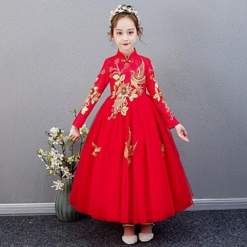 Flower Girls Dresses Girls First Communion Dresses Embroidery Communion Party Prom Princess Pageant Chinese New Year Dress
