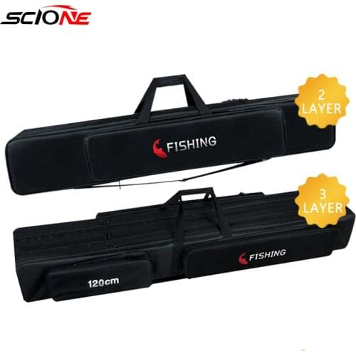 Portable Multifunction Fishing Bag Carrier Canvas 110/120CM Fishing Rod Bags Two / Three Layer Storage Case for Pesca XA143G