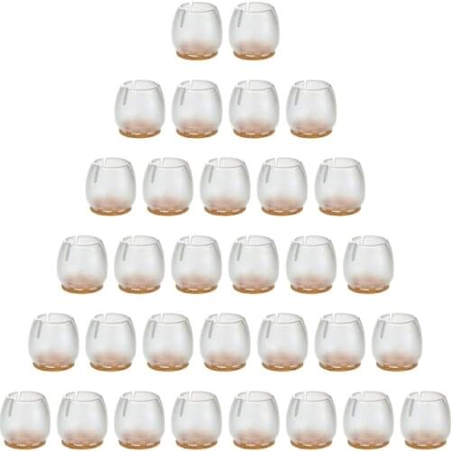 32 Pack Chair Leg Floor Protectors for 25mm-29mm Chair Legs,Round Silicone Chair Leg Caps Chair Leg Tip,Transparent Clear
