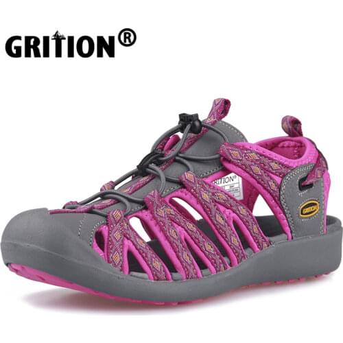 GRITION Women Platform Wedges Beach Sandals Trekking Ladys Nubuck Leather Shoes Summer Outdoor Flat Casual Sport Sandals Girls