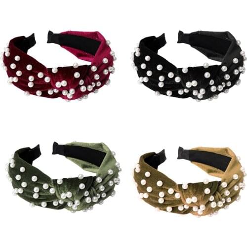 Faux Pearl Wide Hairband Hoop Women Headband Hair Accessories for Party Daily