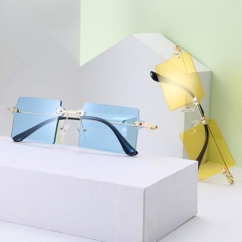 New Rimless Rectangle Sunglasses Women Men Shades Brand Designer Gradient UV400 Sun Glasses Retro Frameless Sunglasses