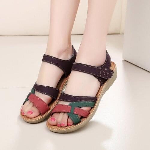 Women Shoes Ladies Summer Fashion Leather Sandals Wedges Comfort Big Size sandały damskie zapatos de mujer de moda 2019