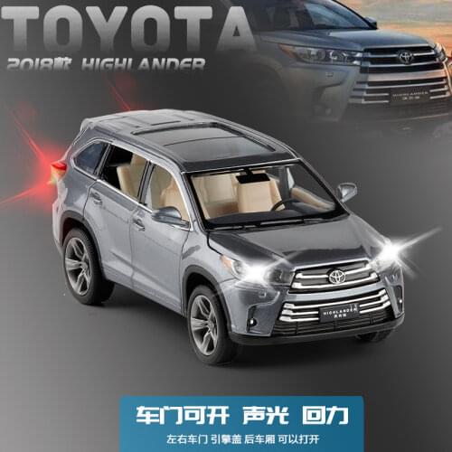 1:32 Scale Licensed Diecast Alloy Metal Collection Car Model For TOYOTA Highlander SUV Off-Road Sound&Light Toys Vehicle