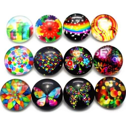 Newest 10pcs/lot Color Butterfl pretty Snap Buttons Charms 18mm Animal Print Glass Buttons Fit DIY Snap Bracelets&Bangle Jewelry
