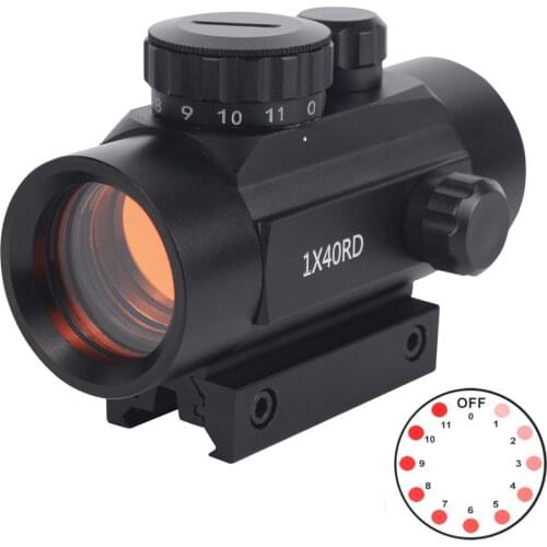 1X40RD Optische Sight Tactical Hunting Red Dot Riflescope Aim Punt Chasse Rifle Scope Compatible with 11mm and 20mm Weaver Rails