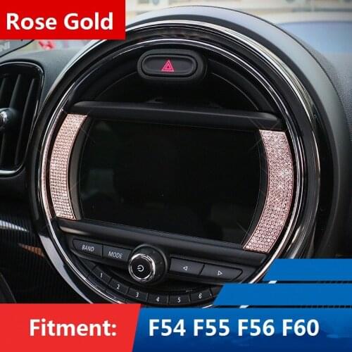 2pcs Car Navigation Screen Decoration Sticker Decal with Bling Bling Crystals for Mini Cooper F56 F55 F54 F60 Interior Styling