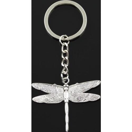New Fashion Keychain 43x47mm Dragonfly Pendants DIY Men Jewelry Car Key Chain Ring Holder Souvenir For Gift