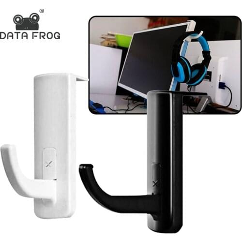 DATA FROG Computer Earphone Hook Stand Headphones Stick-on Holder PC Monitor Hanger Mount Under Desk Hook Clip for All Headsets