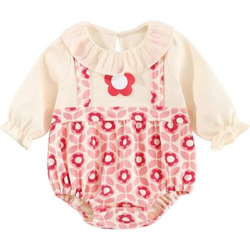 Cute Newbron Clothes Baby Girl Romper Bodysuit Jumpsuit Floral Print Long Sleeve Autumn Cotton Toddler Overalls Jumpsuit Clothes