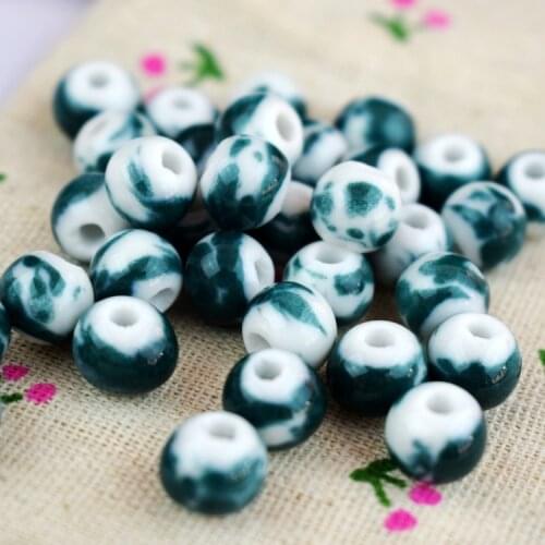 1 LOT=10 PC Porcelain Beads Ceramic Accessories Wholesale Barrel Green Sprinkling White Big Sweater Chain Material Ceramics