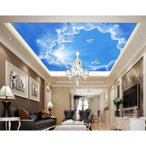 Custom mural Blue sky White clouds peace pigeons Bedroom living room Background ceiling wall mural wallpaper