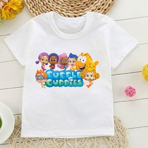 T-shirt for boys/girls funny bubble fish cartoon print cute kids clothes summer Harajuku tee girls t shirt camisole shirt tops
