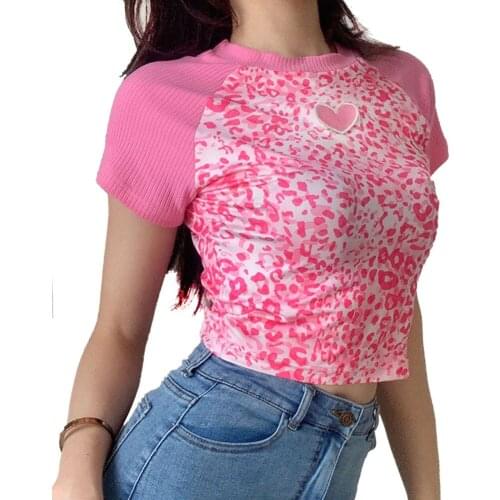 E girl Summer Printed Embroidered y2k T-Shirts Teen Girls Cotton Tank Short Sleeve Sexy Cropped Tops Streetwear Vintage T-shirt