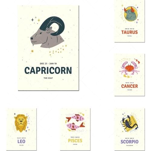 12 Constellation Art Canvas Painting Nordic Posters and Prints Abstract Animal Wall Painting Living Room Decoration Poster