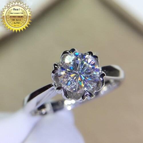 100%18K goldr ring 1ct DVVS moissanite ring Engagement&Wedding Jewellery with certificate 0039