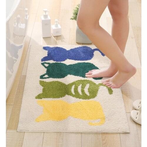 Cat designBath Mat Different colour Classic cat Pattern Super Soft Absorbent Bathroom Door Mat bed room Non-slip Bath Rug Carpet