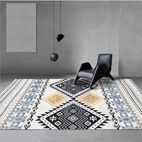 Bohemian style living room geometric floor mats, high-quality large floor mats, children’s play non-slip living room modern carp