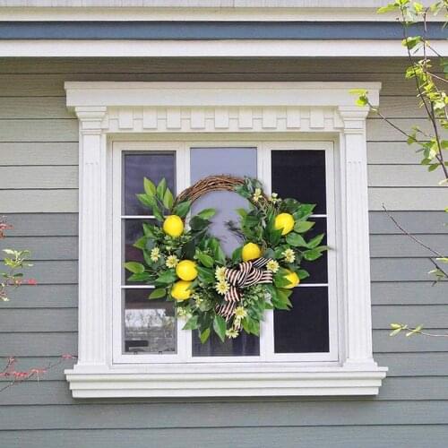 Creative Lemon Hanging Garland Simulated Lemon Wreath Decor Wall Hanging Lemon Garland Artificial Plants Wreath Pendant