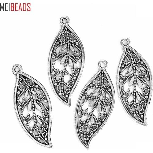 MEIBEADS 10pcs/lot Ancient Sliver Color Alloy Leaf Type Charm Bracelet&Necklace DIY Jewelry Accessories Making Wholesale UF7137
