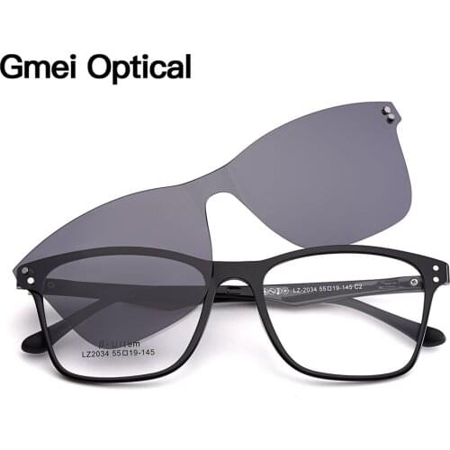 Gmei Optical Men Large Square Ultralight Ultem Glasses Frame Polarized Clip on Sunglasses Women Optical Eyewear S2034