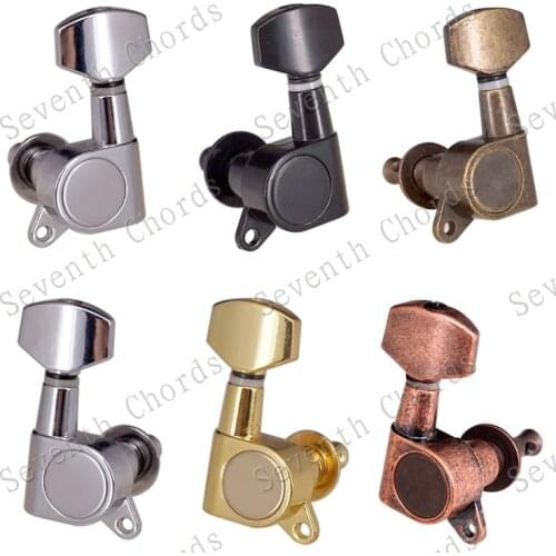 A Set 6 Pcs Sealed-gear Guitar Tuning Pegs keys Tuners Machine Heads for Guitar - Chrome & Black & Gold Choose