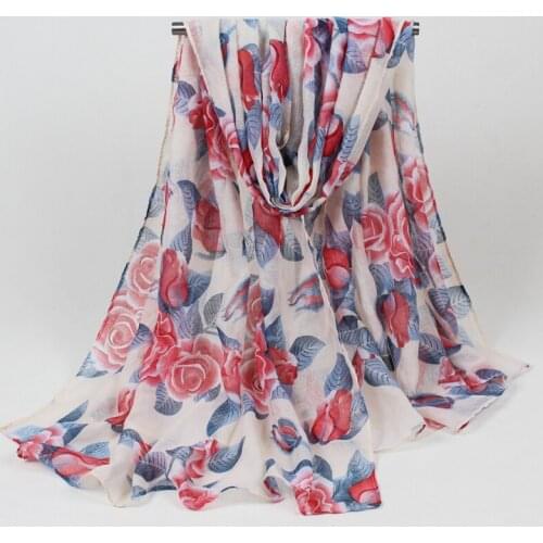 New fashion 2020 hot sale flowers print voile woman scarf long square lady shawls women sun protection shawl wrap scarves BLS013
