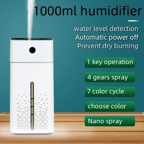 Humidifier 1000ml Large Water Tank Colorful Lights USB Power Supply Household Desktop Ultrasonic Air Atomization Aromatherapy