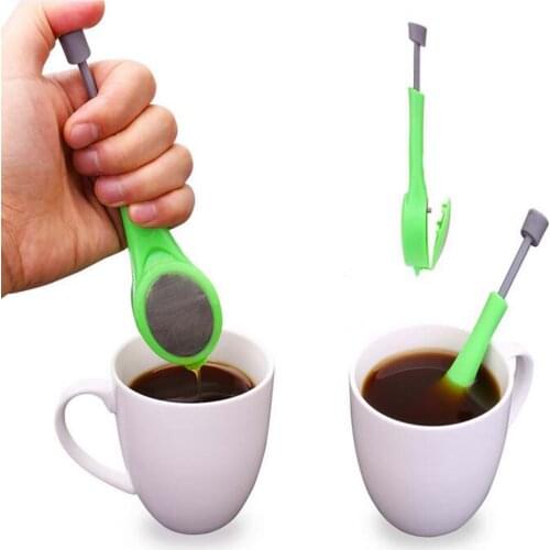 1PC Plastic Press Swirl Long Handle Tea Filter Tea Infuser Spoon Reusable Tea Strainer Tea bag Coffee Teacup Teapot Tool 50gC