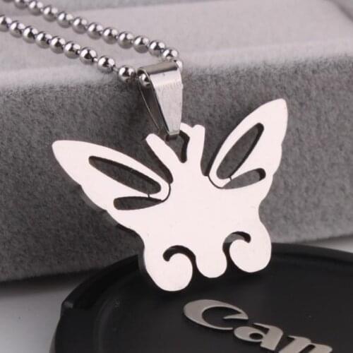 Hollow butterfly pendant necklaces bead chain for men women 316L Stainless Steel necklace wholesale