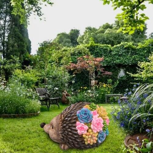 Hedgehog Garden Statues with Solar Powered Lights Figurines for Outdoor Patio Yard Decorations Lawn Ornament