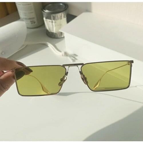 Retro Womens Alloy Flat Top Small Square Sunglasses Men Green Cat Eye Shades Brand Rectangle Sun Glasses Female Oculos de sol