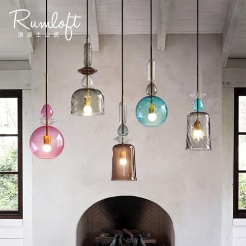 Loft modern Romantic industry design colorful candy Glass box pendant light dining room room bar bedroom lamp hanging light E27