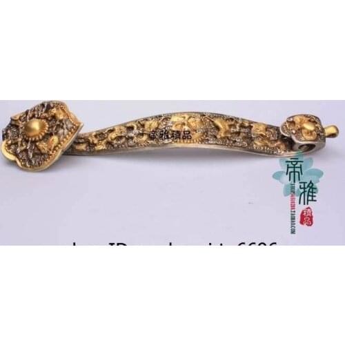 Chinese Palace Bronze Copper 24K Gold Gild Silver Auspicious Dragon Ruyi Statue